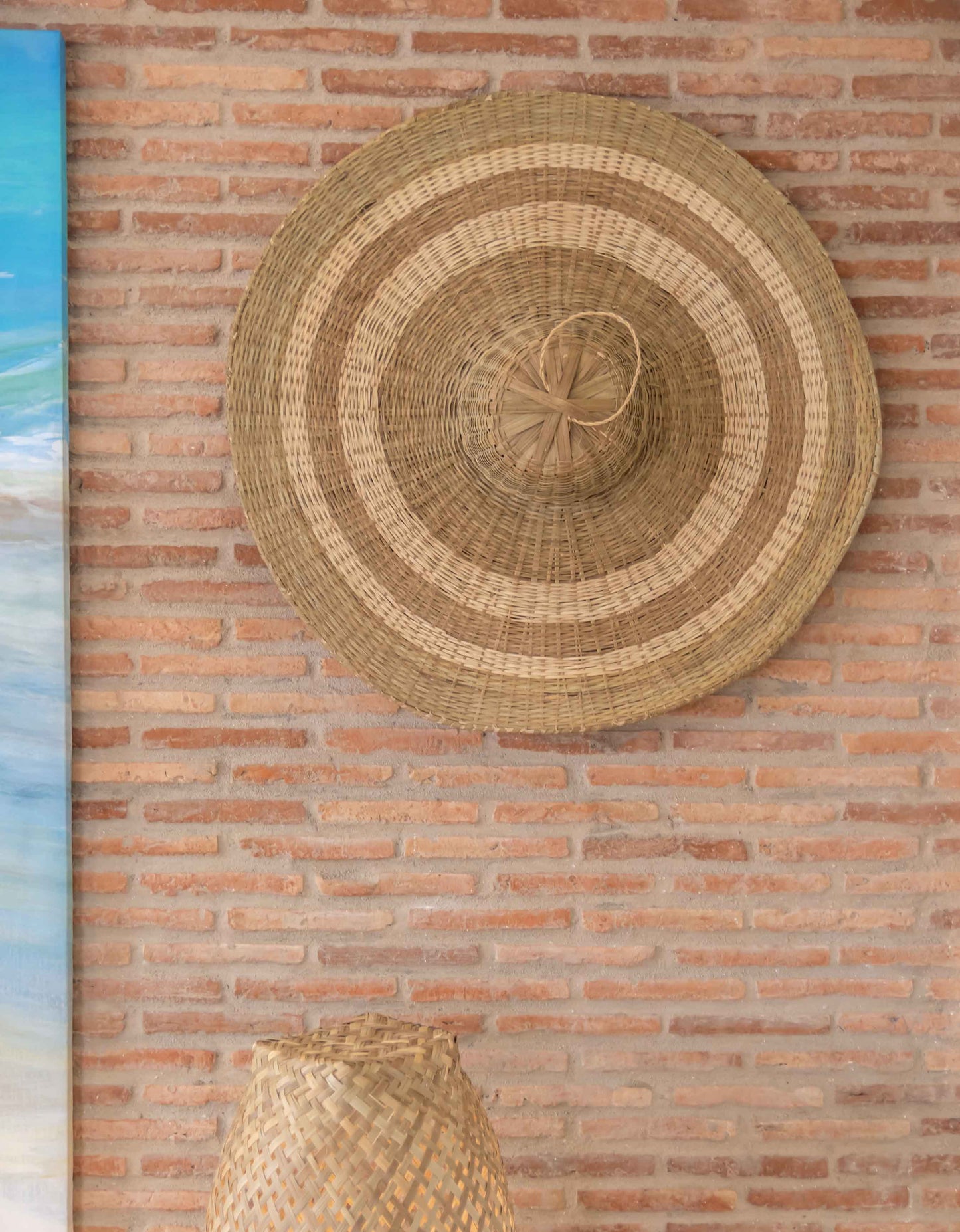 LAMPARA DE ESTILO SOMBRERO DE MIMBRE